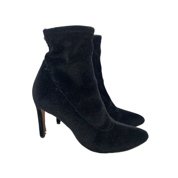 Giuseppe Zanotti Black Velvet Pull On Sock Ankle Boots Sz 38 US 7.5-8 - Picture 1 of 10